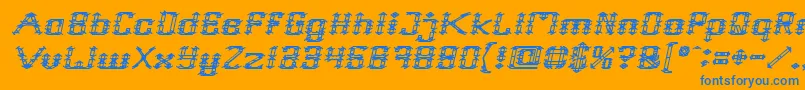 Frame Work Italic-Schriftart – Blaue Schriften auf orangefarbenem Hintergrund