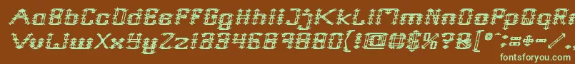 フォントFrame Work Italic – 緑色の文字が茶色の背景にあります。