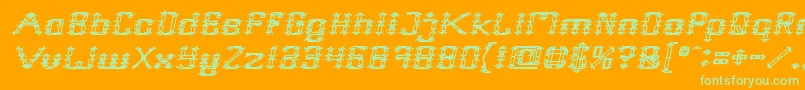 Frame Work Italic-Schriftart – Grüne Schriften auf orangefarbenem Hintergrund