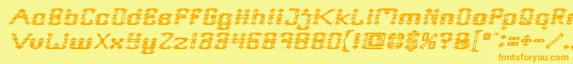 Frame Work Italic-Schriftart – Orangefarbene Schriften auf gelbem Hintergrund