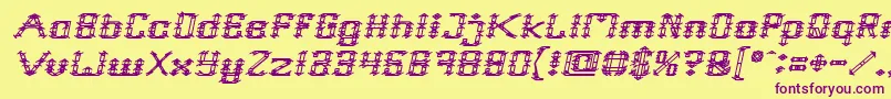 Fonte Frame Work Italic – fontes roxas em um fundo amarelo