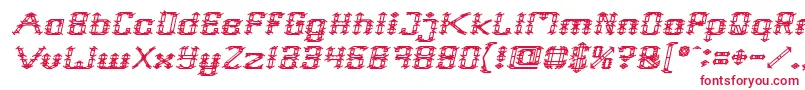 Frame Work Italic-Schriftart – Rote Schriften auf weißem Hintergrund