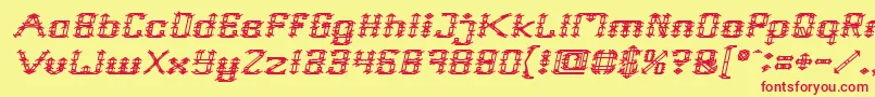 フォントFrame Work Italic – 赤い文字の黄色い背景