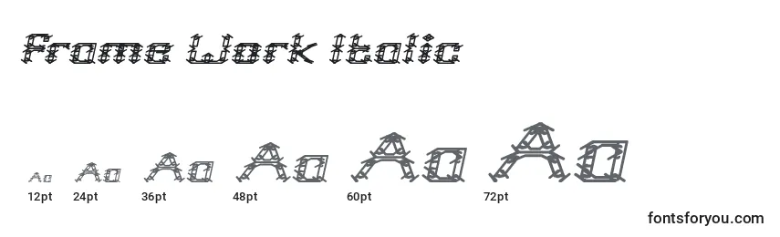 Tamaños de fuente Frame Work Italic