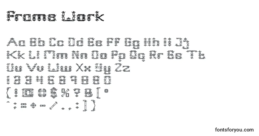 Schriftart Frame Work – Alphabet, Zahlen, spezielle Symbole
