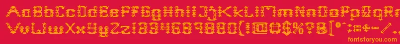Frame Work-Schriftart – Orangefarbene Schriften auf rotem Hintergrund