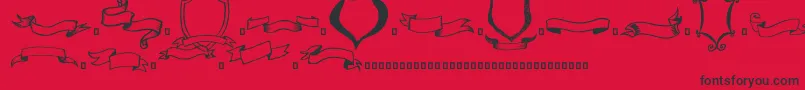 フォントFrames n Riboons – 赤い背景に黒い文字