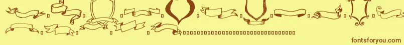 Fonte Frames n Riboons – fontes marrons em um fundo amarelo