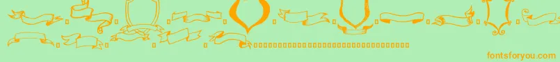 Frames n Riboons-Schriftart – Orangefarbene Schriften auf grünem Hintergrund