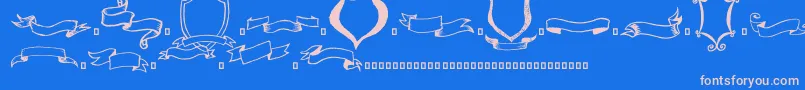 Frames n Riboons Font – Pink Fonts on Blue Background