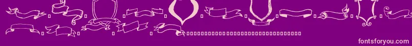 Frames n Riboons-fontti – vaaleanpunaiset fontit violetilla taustalla