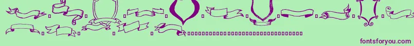 Frames n Riboons Font – Purple Fonts on Green Background