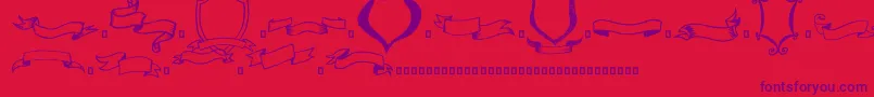 Weitere Informationen zur Frames n Riboons-Schriftart Frames n Riboons-Schriftart – Violette Schriften auf rotem Hintergrund