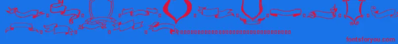 Czcionka Frames n Riboons – czerwone czcionki na niebieskim tle