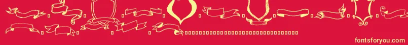 Frames n Riboons Font – Yellow Fonts on Red Background