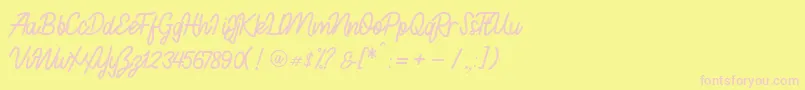 Francaise Medium Demo-Schriftart – Rosa Schriften auf gelbem Hintergrund