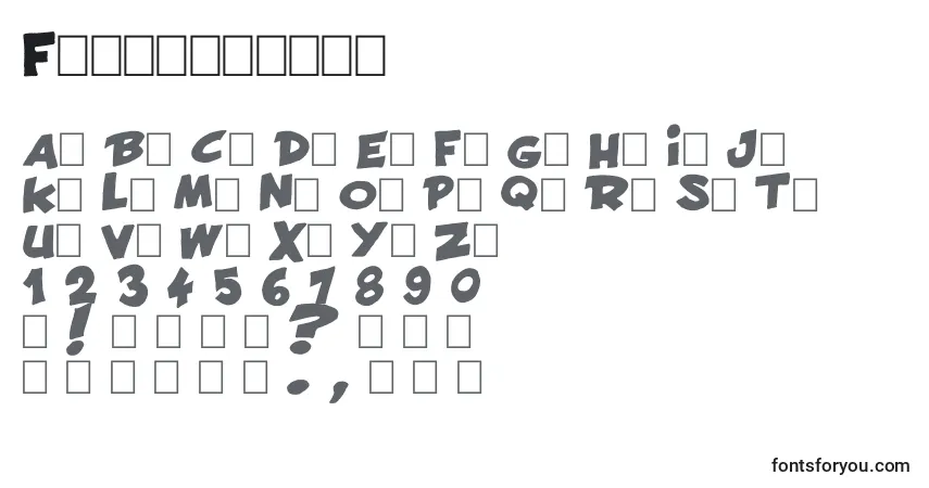 A fonte Francobelge – alfabeto, números, caracteres especiais