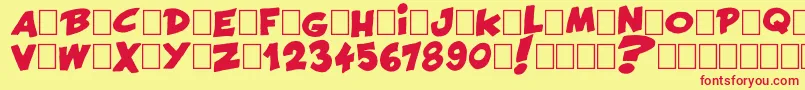フォントFrancobelge – 赤い文字の黄色い背景
