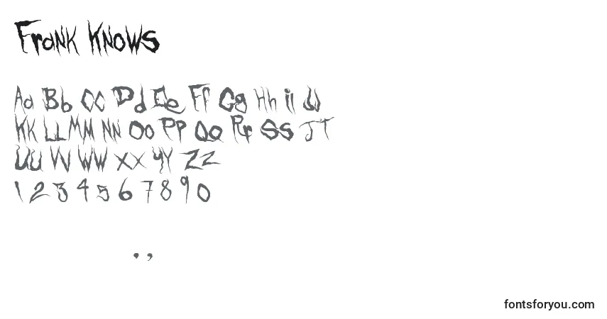 A fonte Frank Knows – alfabeto, números, caracteres especiais
