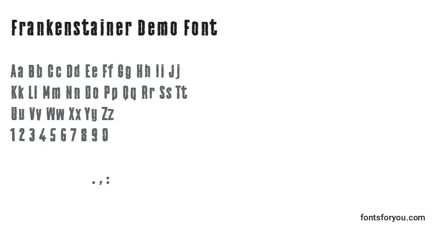 A fonte Frankenstainer Demo Font – alfabeto, números, caracteres especiais