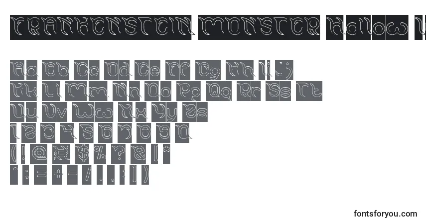 FRANKENSTEIN MONSTER Hollow Inverse Font – alphabet, numbers, special characters