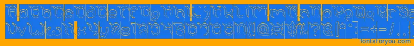 FRANKENSTEIN MONSTER Hollow Inverse-Schriftart – Blaue Schriften auf orangefarbenem Hintergrund