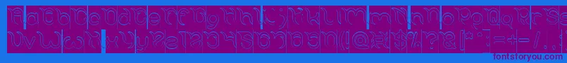 FRANKENSTEIN MONSTER Hollow Inverse-Schriftart – Violette Schriften auf blauem Hintergrund