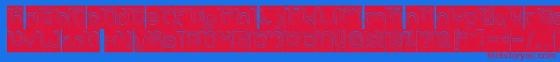 FRANKENSTEIN MONSTER Hollow Inverse-Schriftart – Rote Schriften auf blauem Hintergrund
