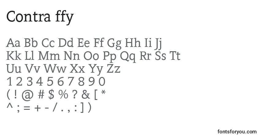 Schriftart Contra ffy – Alphabet, Zahlen, spezielle Symbole