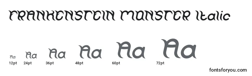 Tamaños de fuente FRANKENSTEIN MONSTER Italic
