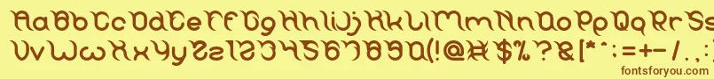 フォントFRANKENSTEIN MONSTER – 茶色の文字が黄色の背景にあります。