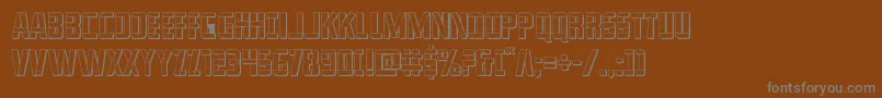 franknplank3d-fontti – harmaat kirjasimet ruskealla taustalla