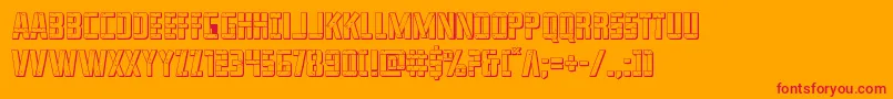 franknplank3d-Schriftart – Rote Schriften auf orangefarbenem Hintergrund
