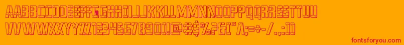 franknplank3dbold-Schriftart – Rote Schriften auf orangefarbenem Hintergrund