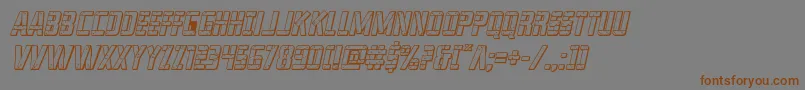 フォントfranknplank3dboldital – 茶色の文字が灰色の背景にあります。