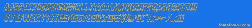 franknplank3dboldital Font – Orange Fonts on Blue Background