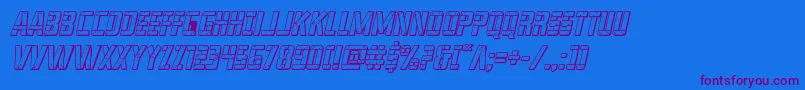 franknplank3dboldital-Schriftart – Violette Schriften auf blauem Hintergrund