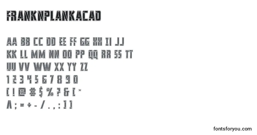 A fonte Franknplankacad – alfabeto, números, caracteres especiais