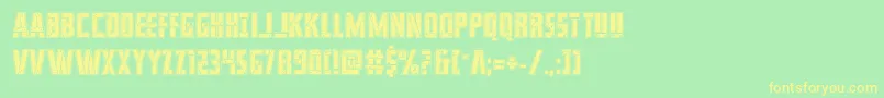 フォントfranknplankacad – 黄色の文字が緑の背景にあります