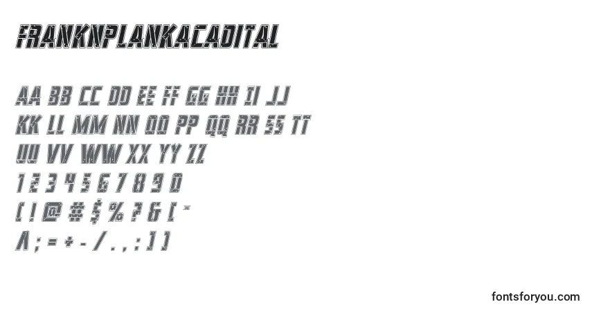 Franknplankacadital-fontti – aakkoset, numerot, erikoismerkit