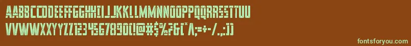 フォントfranknplankcond – 緑色の文字が茶色の背景にあります。