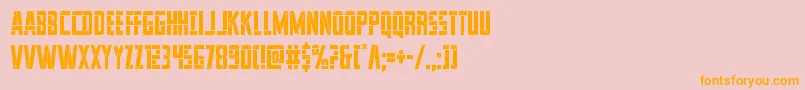 フォントfranknplankcond – オレンジの文字がピンクの背景にあります。