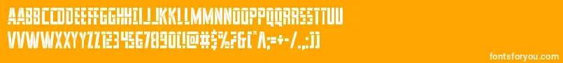 franknplankcond-Schriftart – Weiße Schriften auf orangefarbenem Hintergrund