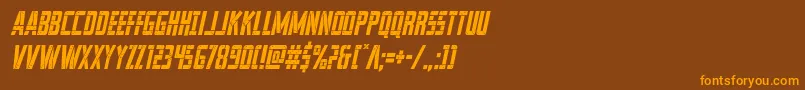 フォントfranknplankcondital – オレンジ色の文字が茶色の背景にあります。