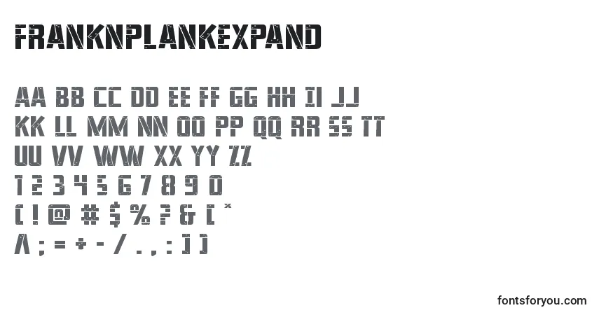 Franknplankexpand font – alphabet, numbers, special characters