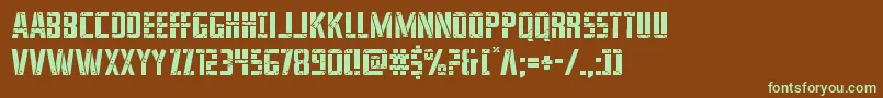 franknplanklight-fontti – vihreät fontit ruskealla taustalla