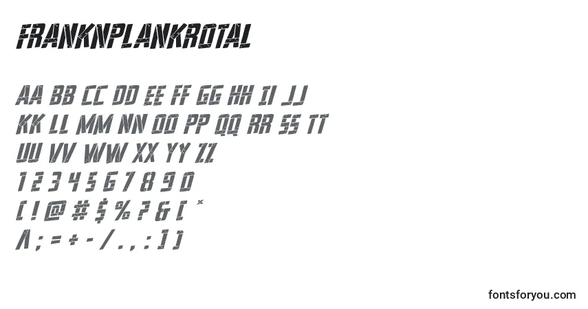 A fonte Franknplankrotal – alfabeto, números, caracteres especiais