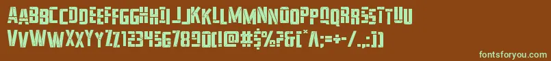 フォントfranknplankstag – 緑色の文字が茶色の背景にあります。