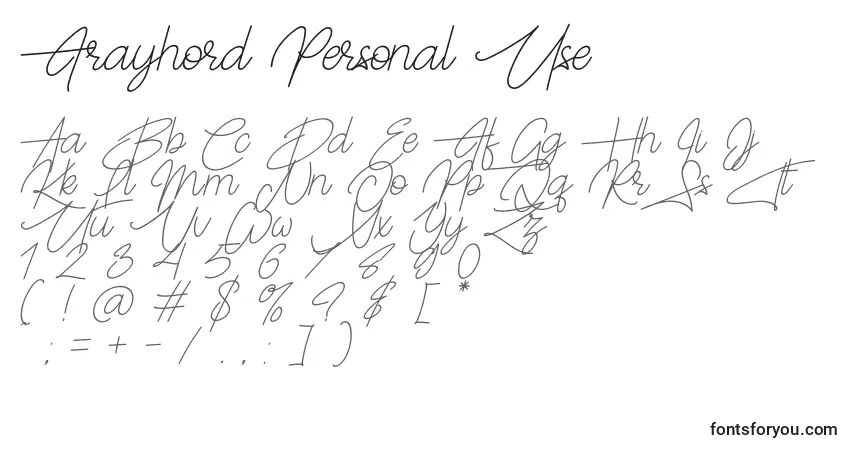 Schriftart Frayhord Personal Use – Alphabet, Zahlen, spezielle Symbole
