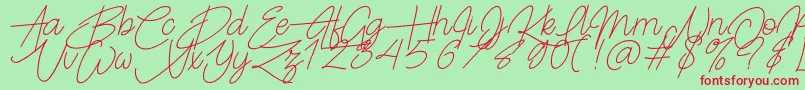 フォントFrayhord Personal Use – 赤い文字の緑の背景